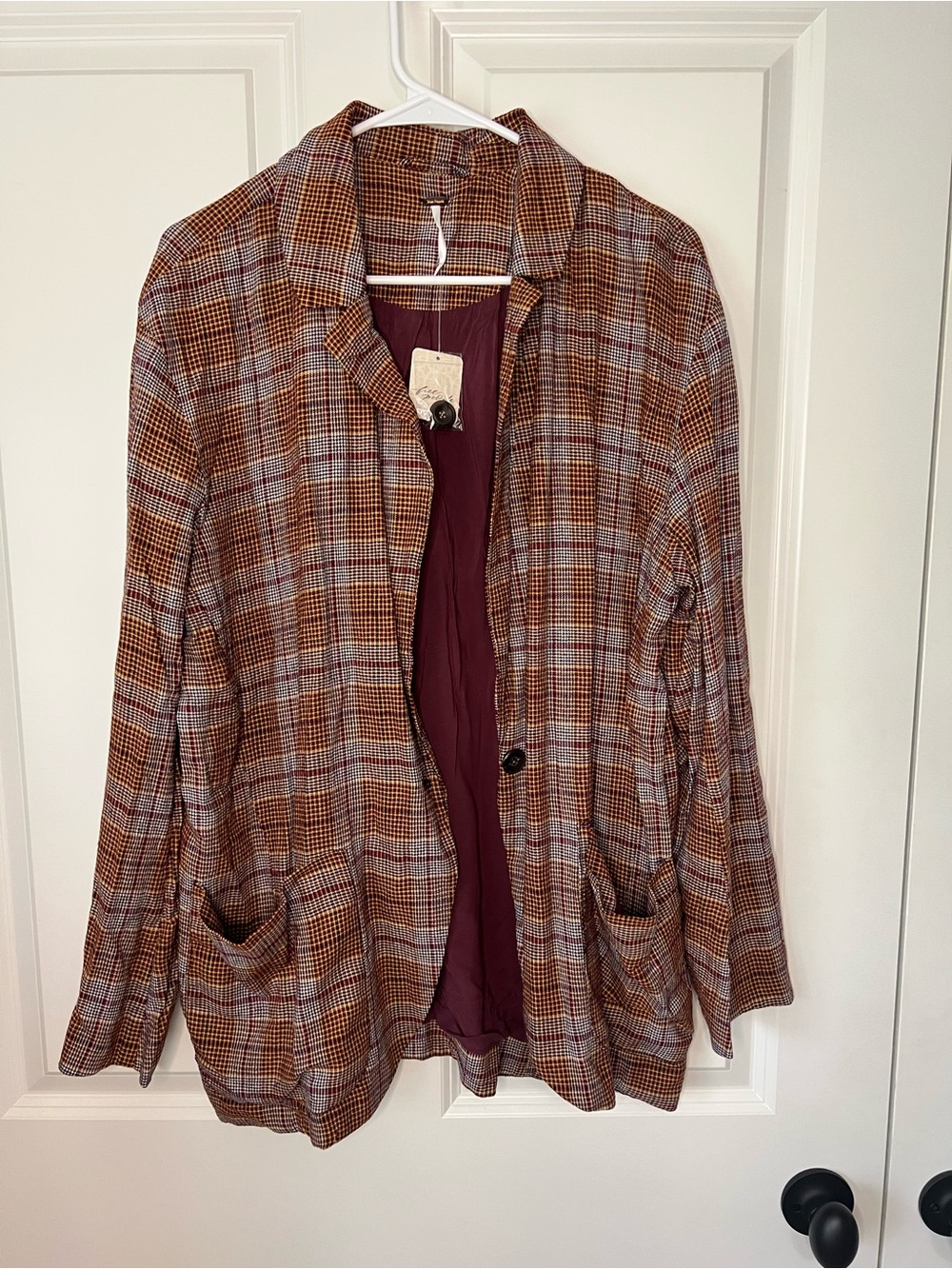 Free People Plaid Blazer Jacket in Rust Plaid - Women - Picture 4 of 6